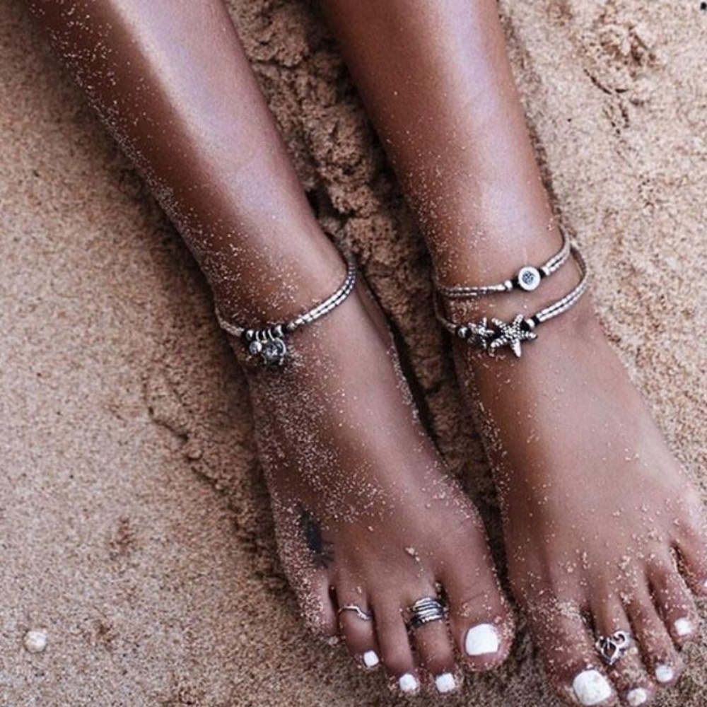 🌛SOLD New OM Silver Anklet Boho Beach OHM🌜